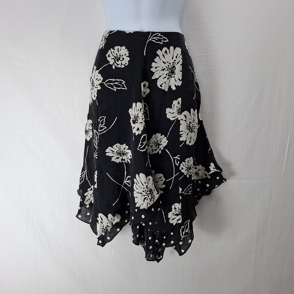 Jones New York Skirt Size 10 Silk Floral Layered Hem Fairy Grunge Bloomcore